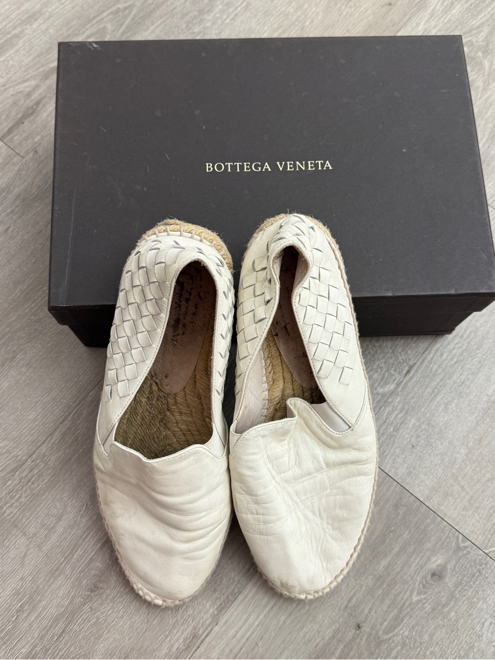 Bottega Veneta Cream Intrecciato Leather Espadrilles size 40